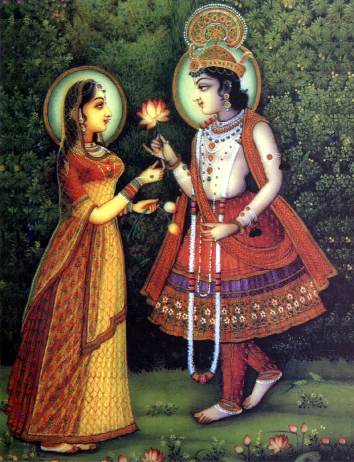 Krishna Offering Flower to Radha (Greeting Card Pack of 10)