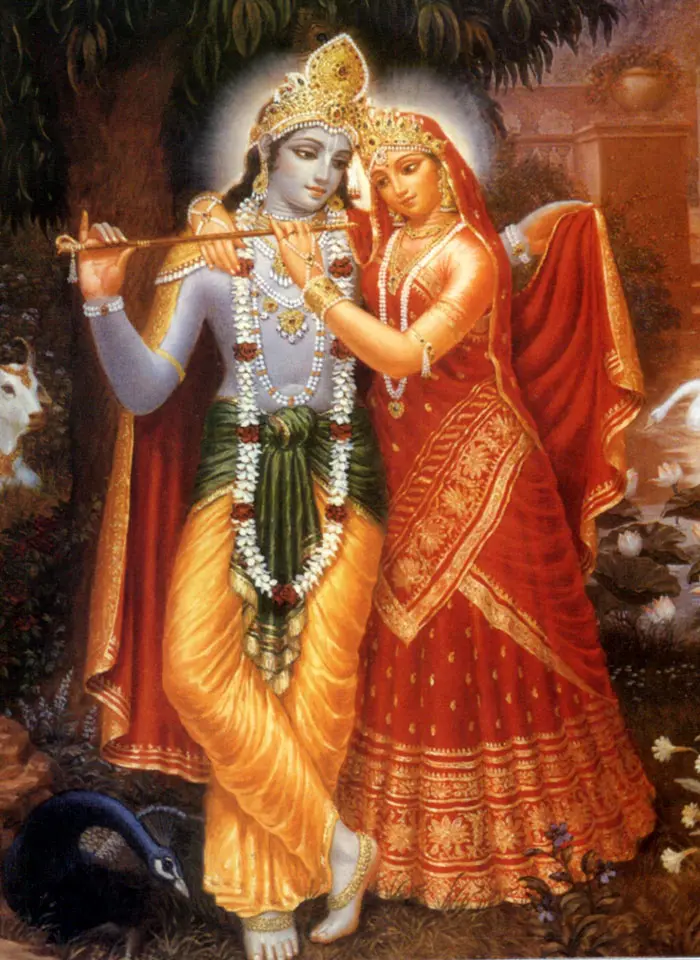 Radha and Krishna with Flute (Greeting Card Pack of 10)