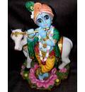 Krishna With Cow large size -- Polyresin Deity (10\" high)