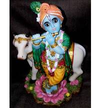 Krishna With Cow large size -- Polyresin Deity (10" high)