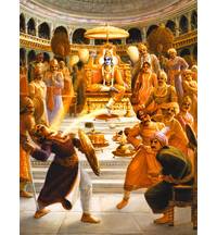 Lord Krishna Worshiped at the Rajasuya-Yajna [Killing Sisupala]