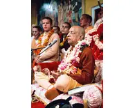 Prabhupada Chanting on Initiates Beads at Initiation at New Dwarka - Los Angeles Temple