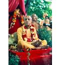 Prabhupada at New Vrindavan Sitting on Vyasasana Outside