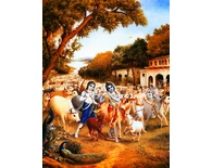 Krishna and the Cowherd Boys Leave for the Vrindavan Forest Krishna and the Cowherd Boys Leave for the Vrindavan Forest