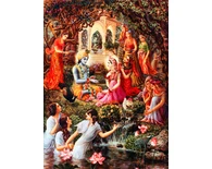 Radha and Krishna Enjoy Together on the Yamuna's Shore Radha and Krishna Enjoy Together on the Yamuna's Shore