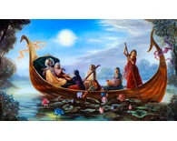 Krishna and the Gopis Enjoy Pastimes in a Boat Krishna and the Gopis Enjoy Pastimes in a Boat