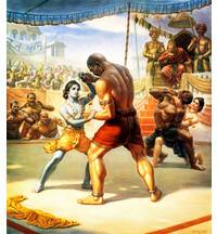 The Wrestling Match – Krishna and Balaram vs Kamsa