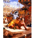 Lord Krishna Kills the Tyrant Kamsa