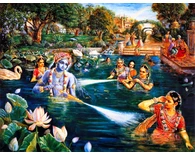 Lord Krishna Sports With His Queens in the Water Lord Krishna Sports With His Queens in the Water