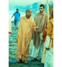 Srila Prabhupada on Morning Walk Juhu Beach Bombay