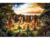 Rasa Dance Painting -- Krishna Dances with Gopis at Midnight Rasa Dance Painting -- Krishna Dances with Gopis at Midnight