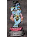 Lotus Krishna Standing on Lotus Flower Polyresin Figure (5\")