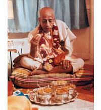 Srila Prabhupada Taking Prasadam