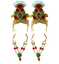 Crown and Necklace Set -- Kerry with Colourful Diamonds (pair)