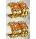 Deity Bracelets -- Colorful Enameled Dots and Golden White Pearls_TMS32