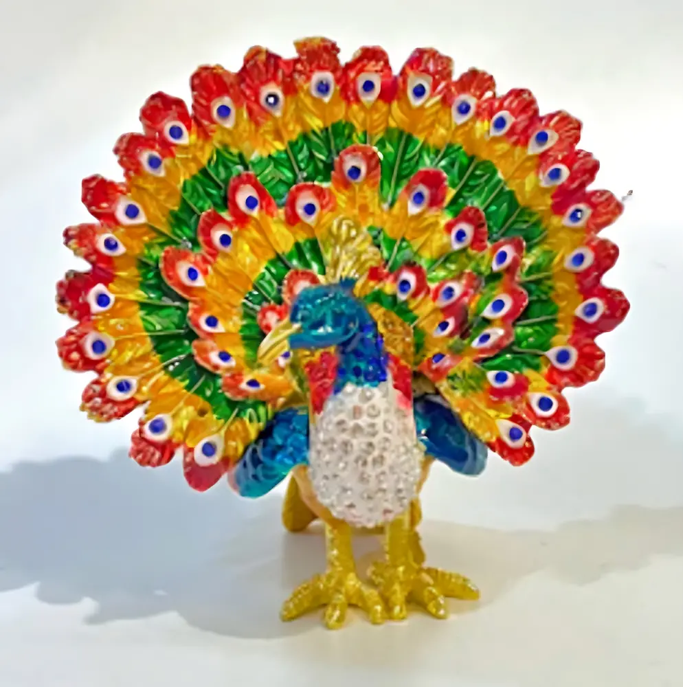 Deluxe Dancing Peacock Trinket Box