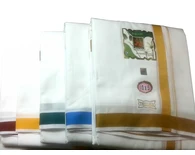 Dhoti / Chadar -- White Cotton Fine, Thick Solid Borders, "Thillana"