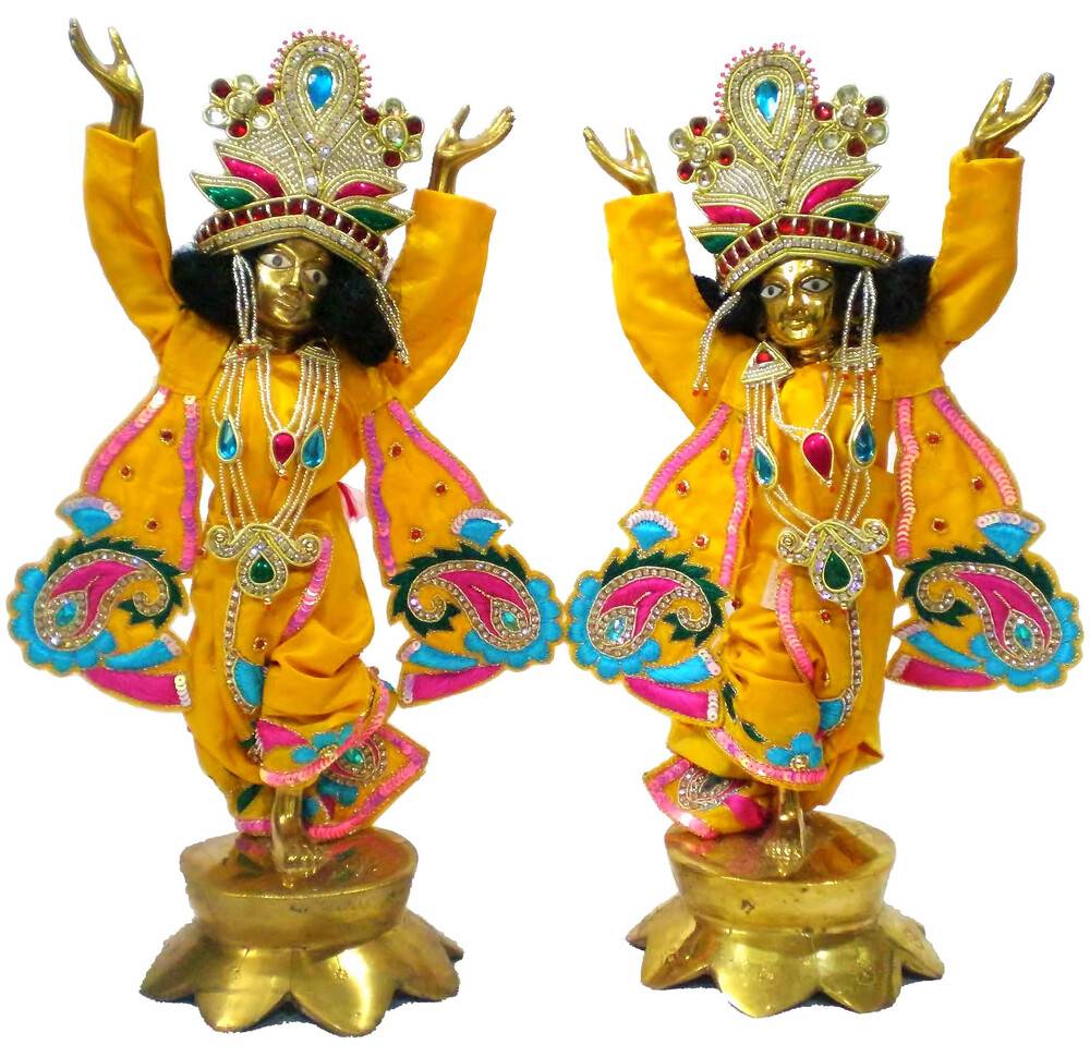 Gaura Nitai Deity Clothes -- Deluxe Peacock Design