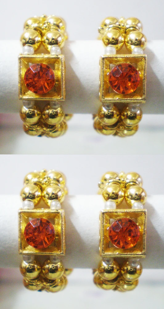 Deity Bracelets -- Golden Pearls and White Diamonds_D230