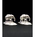 Altar Decoration, White Metal -- Elephants (2 piece set)