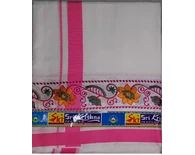 Dhoti / Chadar -- Big Embroidery Borders with Flower and Leaf Patterns