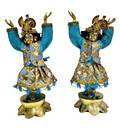 Gaura Nitai Deity Clothes -- Gold Checks with Sequins