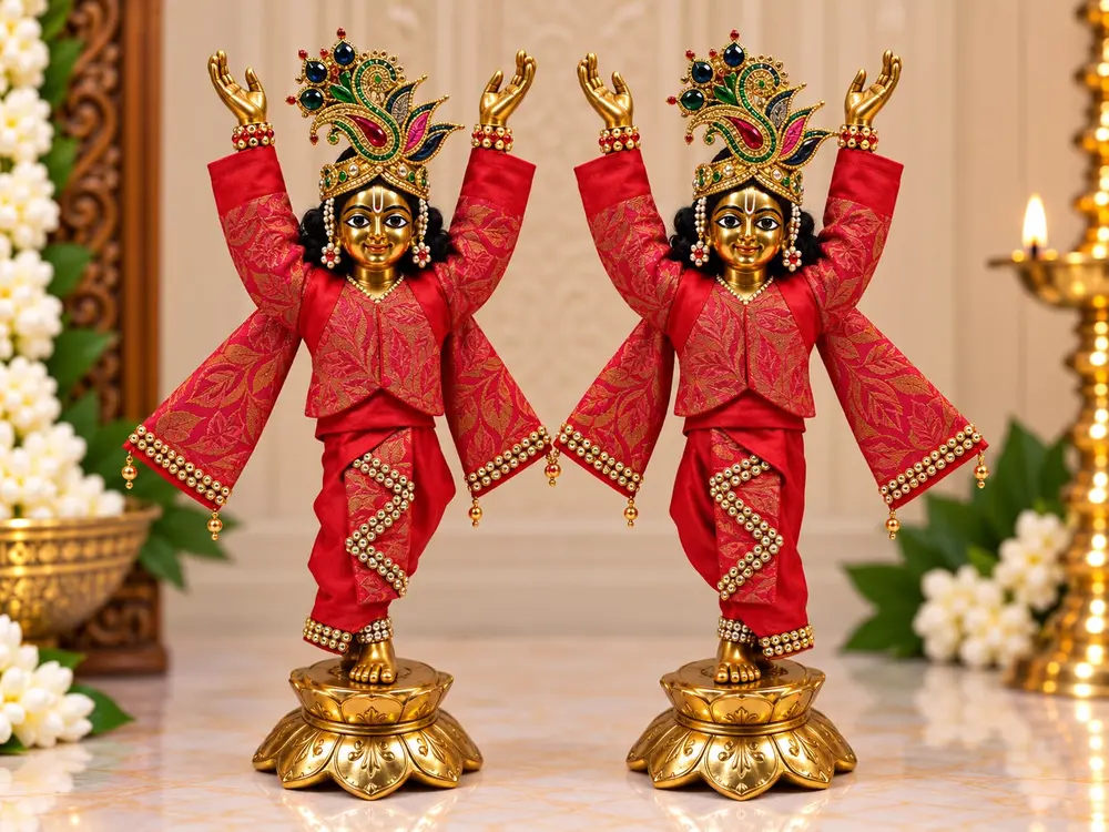 Gaura Nitai Deity Clothes -- Royal Crimson Dress