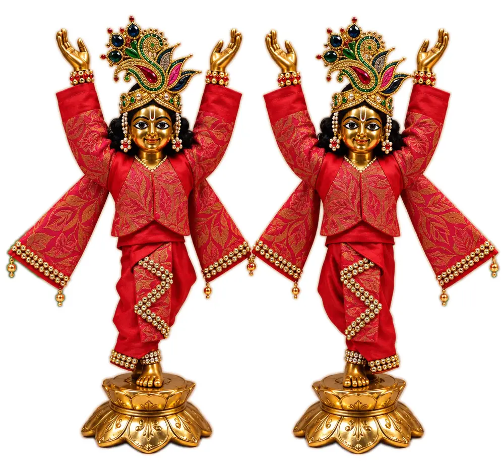 Gaura Nitai Deity Clothes -- Royal Crimson Dress