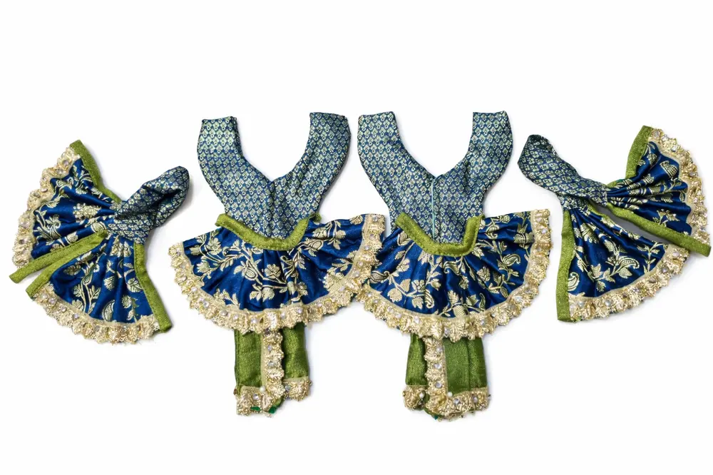 Gaura Nitai Deity Clothes - Designer Floral Brocade Dress