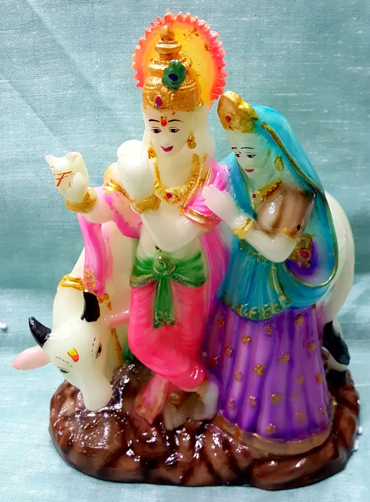 Glow in the Dark Radha Krishna With Cow (9\"x11\")