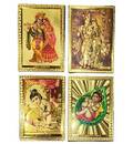 Golden Krishna Pictures with Magnet (set of 4, 3.5x2.5\")