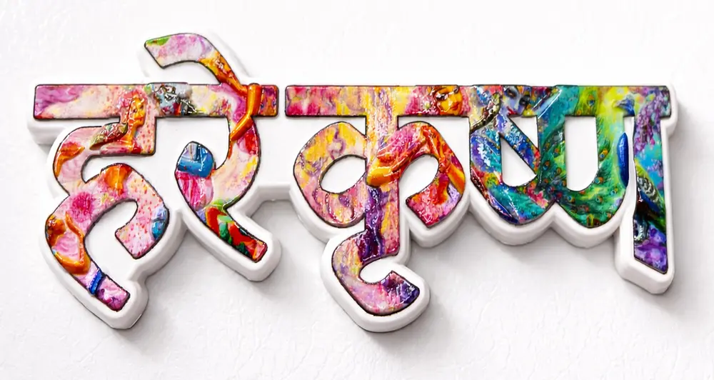 Hare Krishna Fridge Magnet - Big Colorful Letters - Sanskrit / Hindi