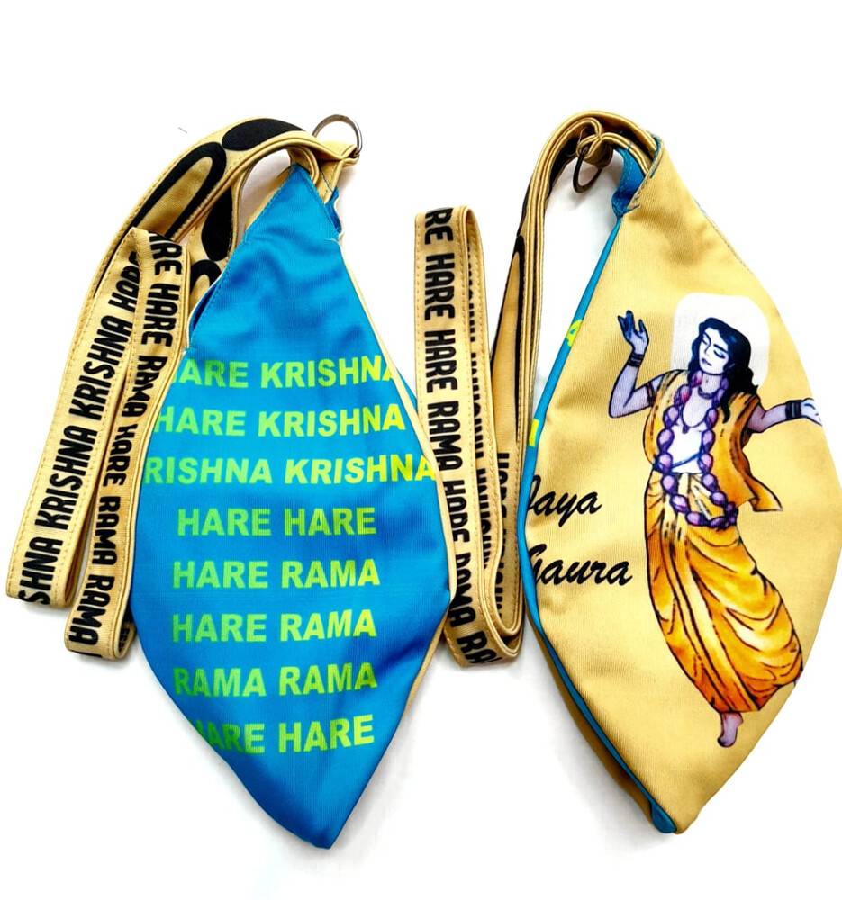 Krishna Playing Flute - Digitally Printed Bead-Bag [3 sides and strap] Standard Size