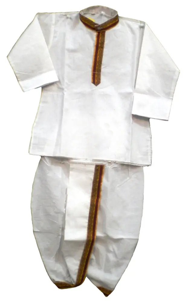 Boys Dhoti and Kurta Set -- White Dhoti and Kurta