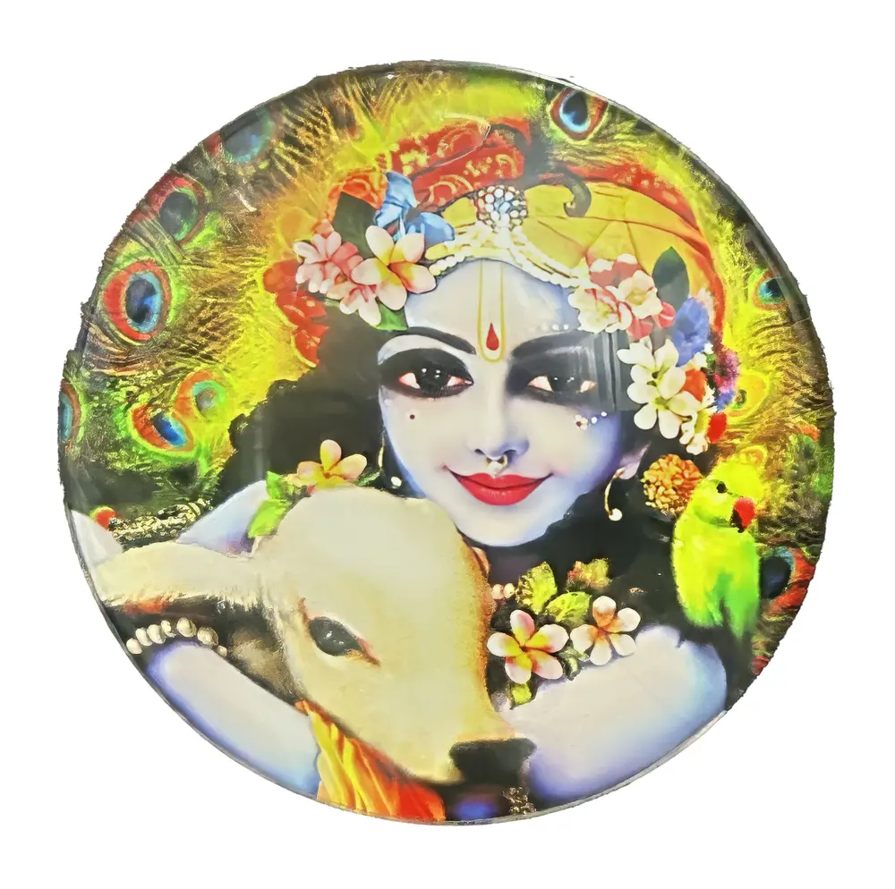 Round Radha-Krishna Magnet (2.3\" - 5.3 cm)