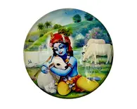 Round Krishna with Cow Magnet (2.3" - 5.3 cm)