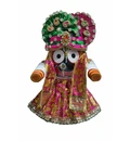 Jagannatha Crowns with Matching Dress - Pink & Green Kerry, Flowers, Pearls & Diamonds (3 Crowns & Dresses)