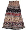 Gopi Skirt -- Jaipur Rayon, Beige Background w/ Contrasting Pattern