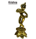 Krishna Balaram Deities Lotus Base (Brass 7\")