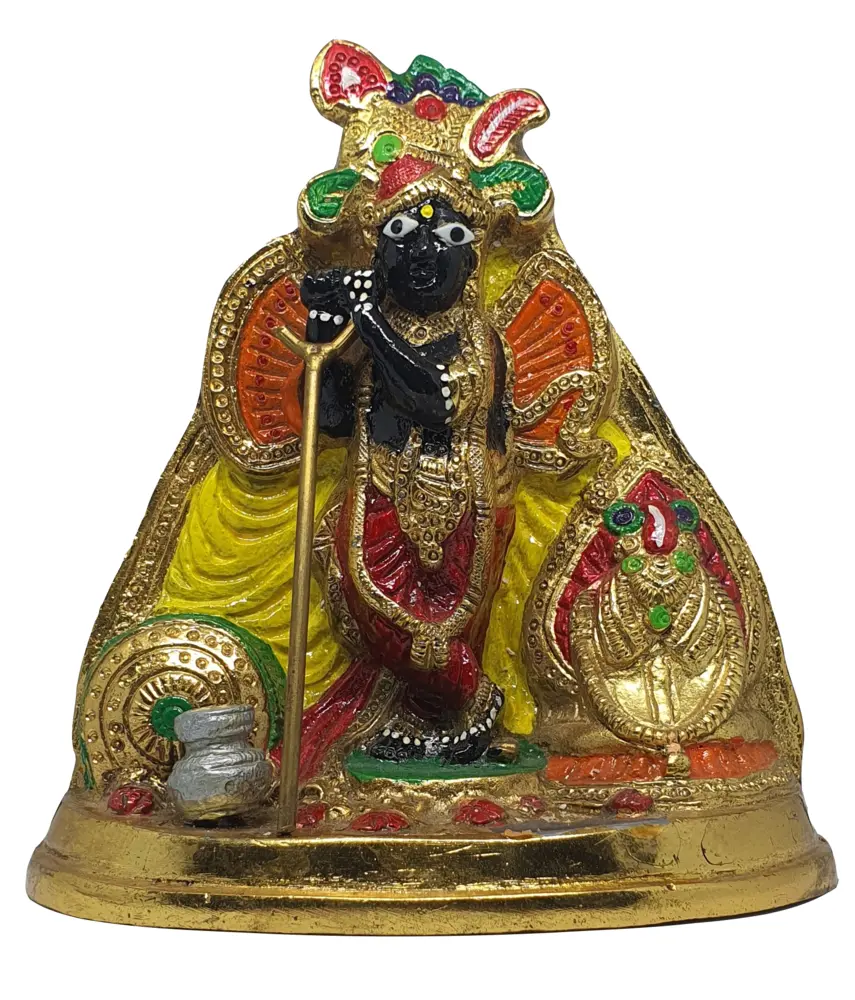 Krishna as Bankebihari (Enameled Brass Diety) 6\"