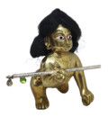 Decorative Silver Flute for Laddu Gopal Deity With Two Colorful Gems