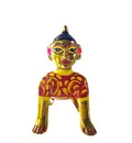 Laddu Gopal Painted Brass Sitting Deity