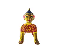 Laddu Gopal Painted Brass Sitting Deity