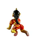 Laddu Gopal Painted Brass Sitting Deity