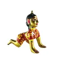 Laddu Gopal Painted Brass Sitting Deity