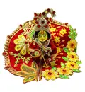 Laddu Gopal Red Floral Embroidered Attire