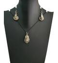 Lord Nrsimhadeva Set - Pair of Earrings & Matching Pendant with Black Thread