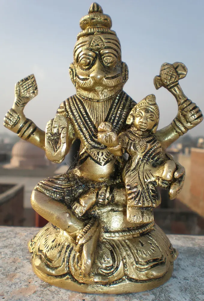 Lakshmi Narasimha Deity (Brass 5\")