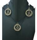 Om Set - Pair of Earrings & Matching Pendant with Black Thread