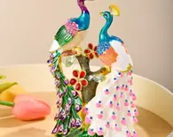 Peacock Pair Trinket Box (White)
